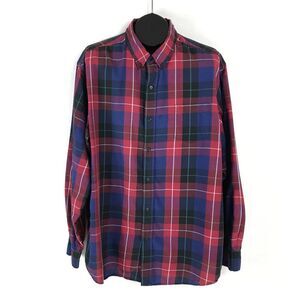 Chaps Easy Care Twill Button Down Shirt Men's Size XXL Plaid Long Sleeve Casual